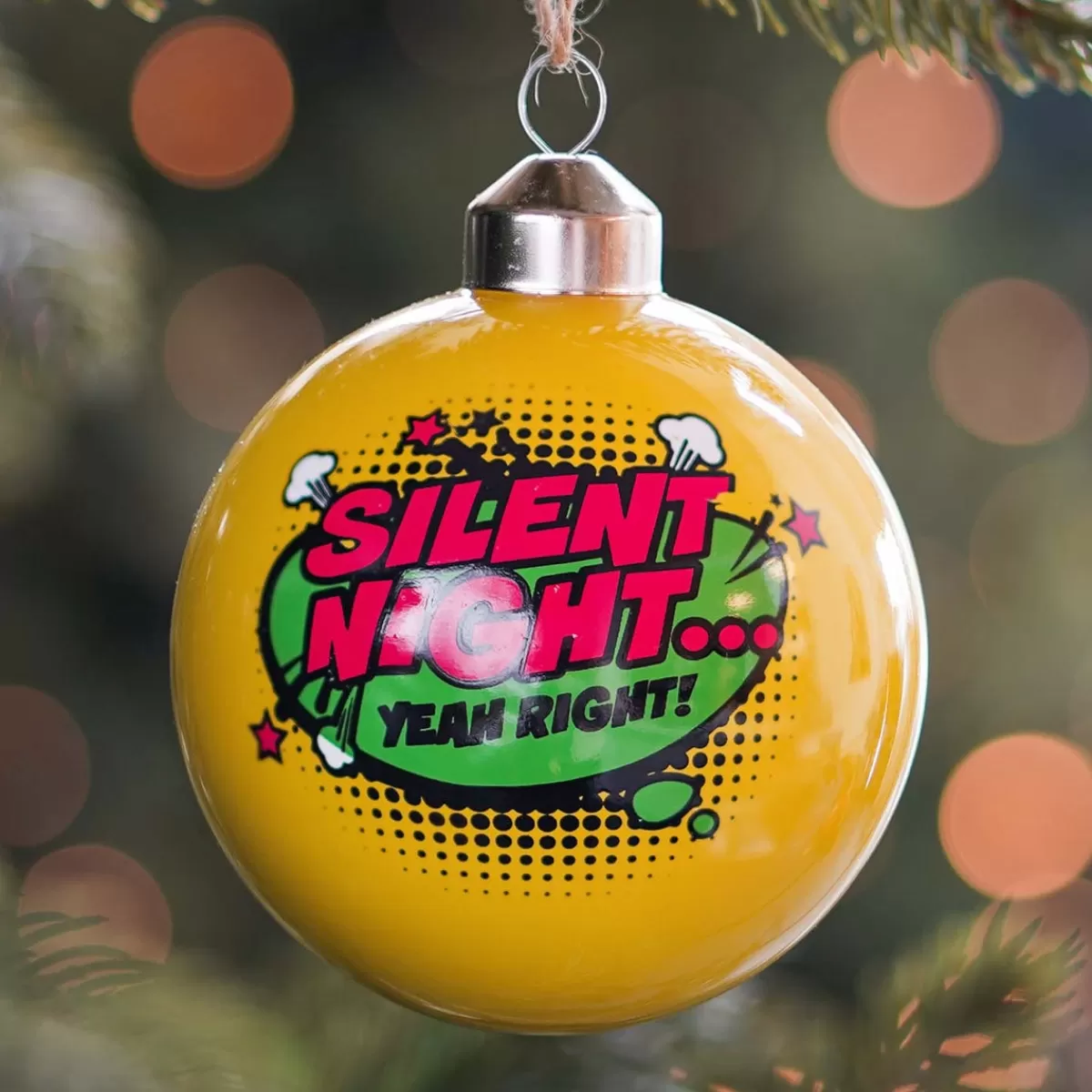 Best Sale It's all about Christmas Pop-art Kerstbal "Silent Night" | Geel | Glas | 8 Cm