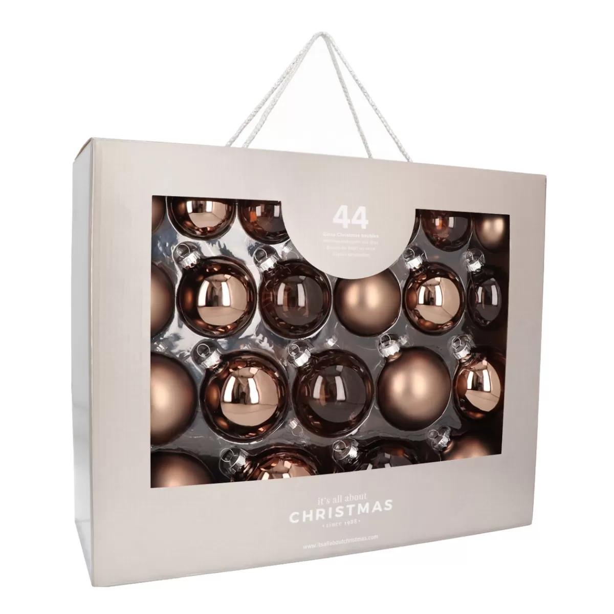 Fashion It's all about Christmas Stijlvolle Hazelbruine Kerstballenset 44 Stuks In Handige Box