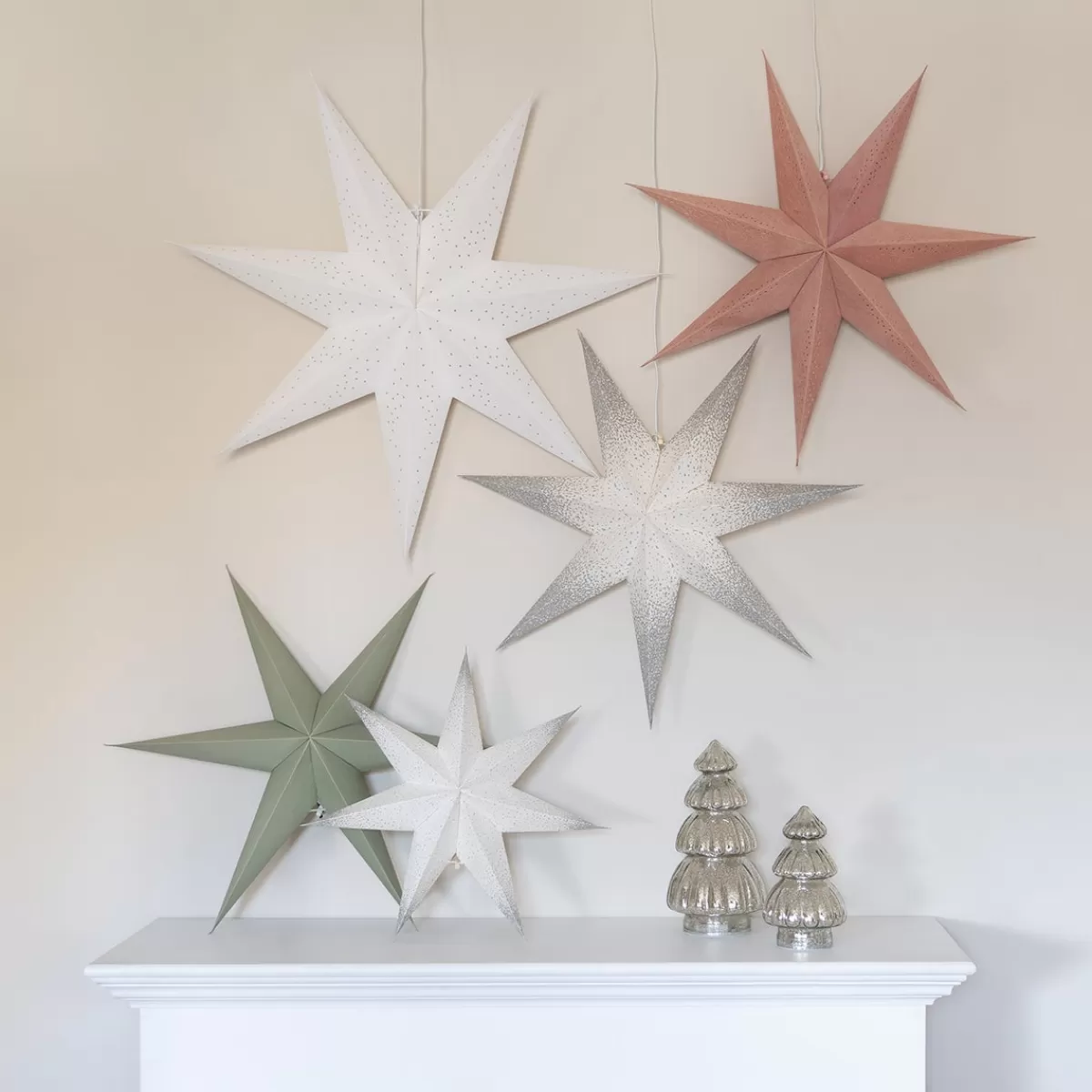 Store It's all about Christmas Witte Papieren Decoratiester 75 Cm