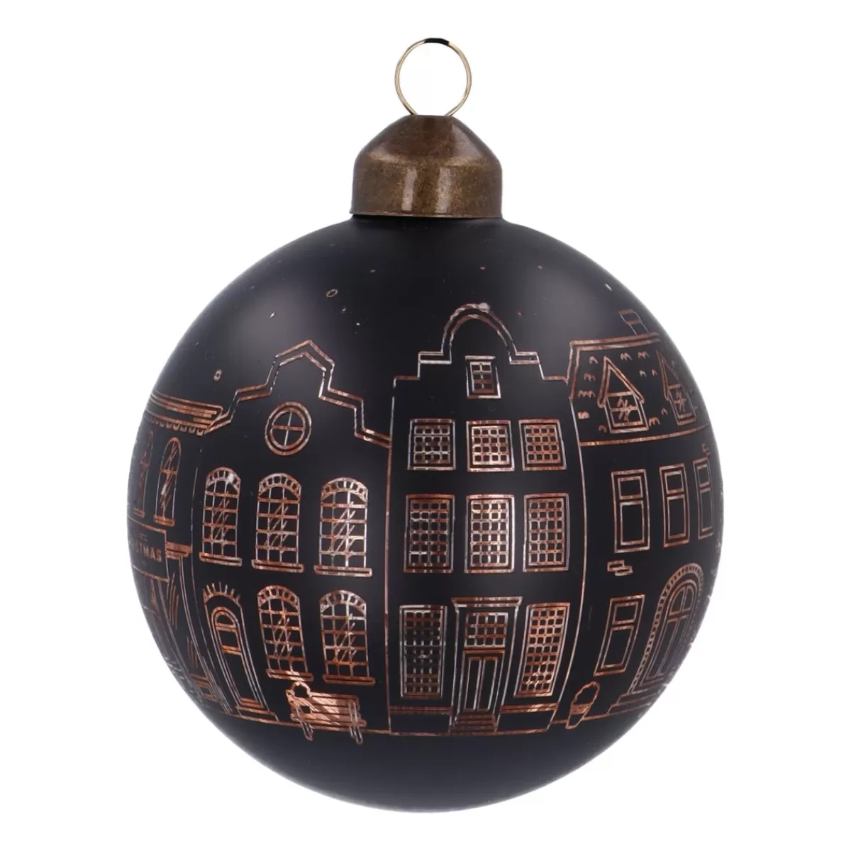 Shop It's all about Christmas Zwarte Kerstbal Met Uitgesneden Huisjes